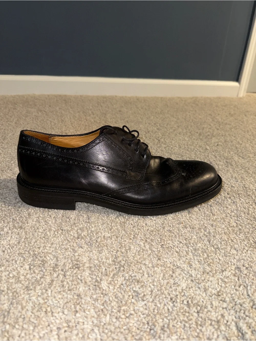 J Crew Men’s Black Leather Wingtip Oxfords